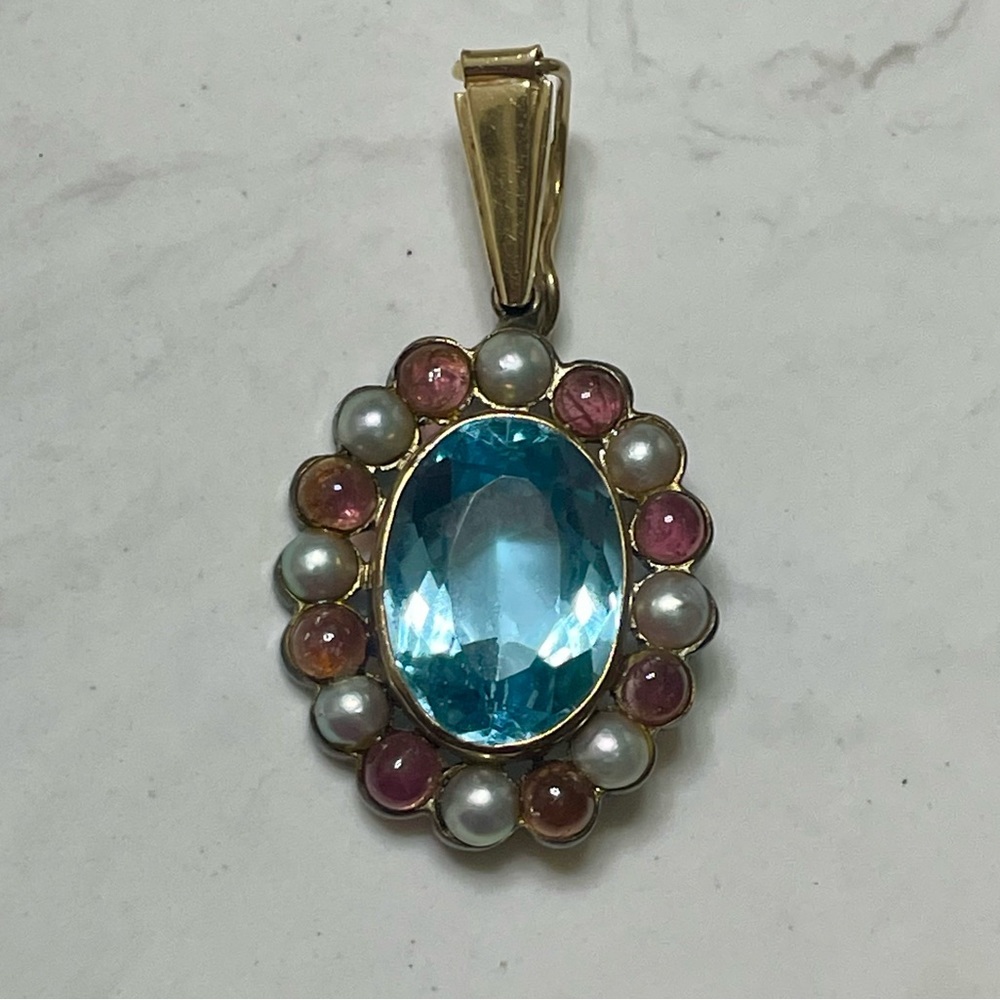 MAZ 14K Yellow Gold and Gemstone Pendant